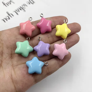 Dijes de estrella pequeña de colores de Corea, accesorio de bricolaje, llavero Kawaii, pendiente, colgante, fabricación de joyas, 10 piezas, C1226