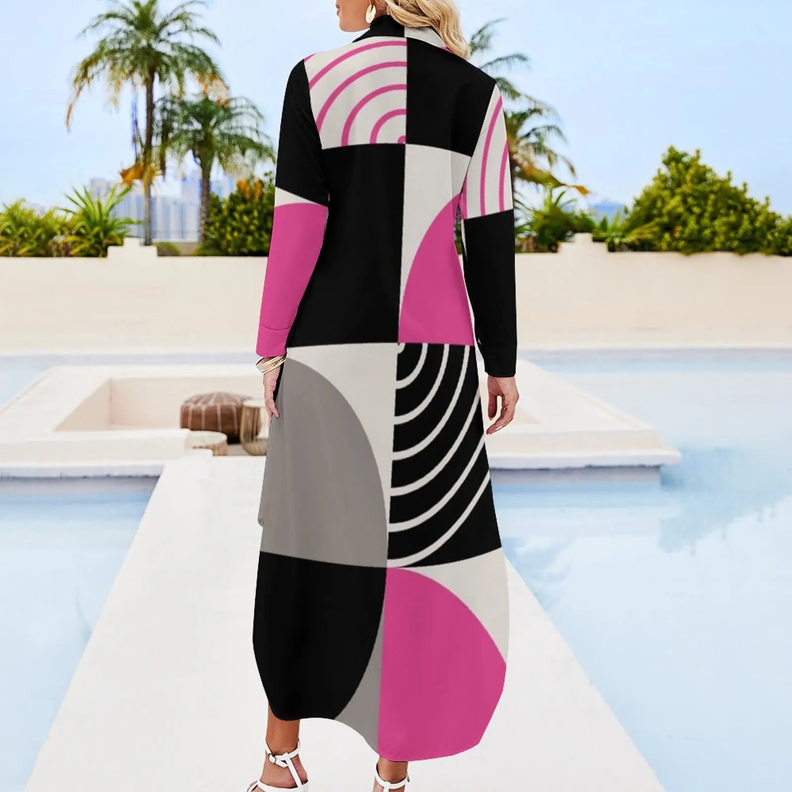 Geometric composition 824 Long Sleeved Shirt Dress summer clothes loose women's dress