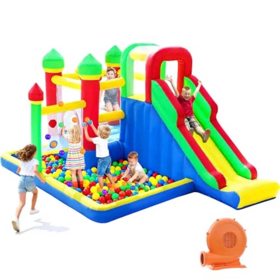 

Bounce House for Inflatable Bouncy House Indoor and Outdoor Bouncy Castle with Slide Jumping Castle with Fun Pitching Game