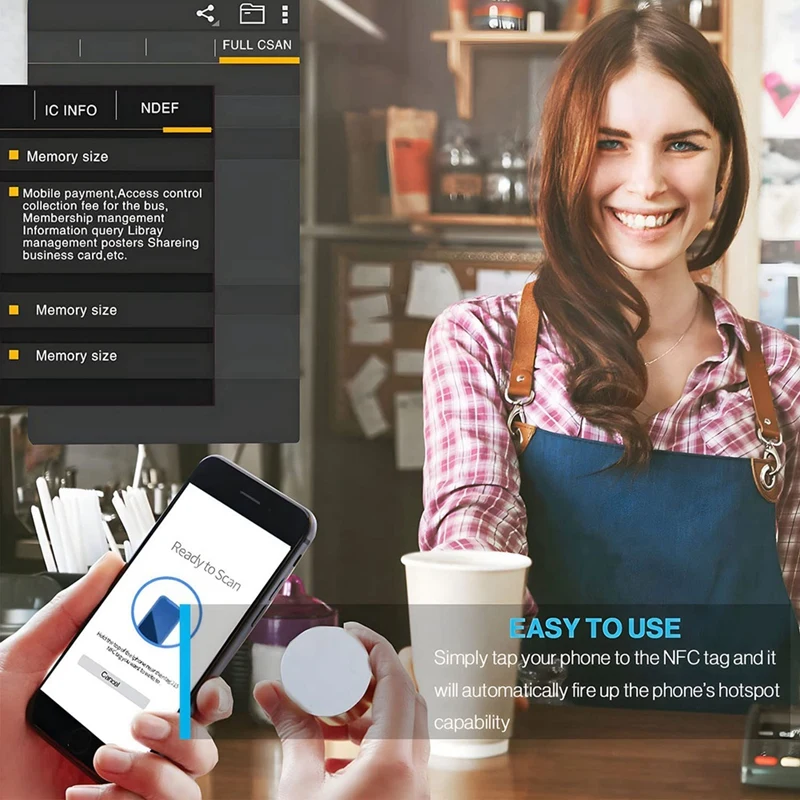 NFC Tags, NFC Cards,215 NFC Tag Rewritable 215 NFC Coin Cards Compatible ,NFC Enabled Mobile Phones And Devices