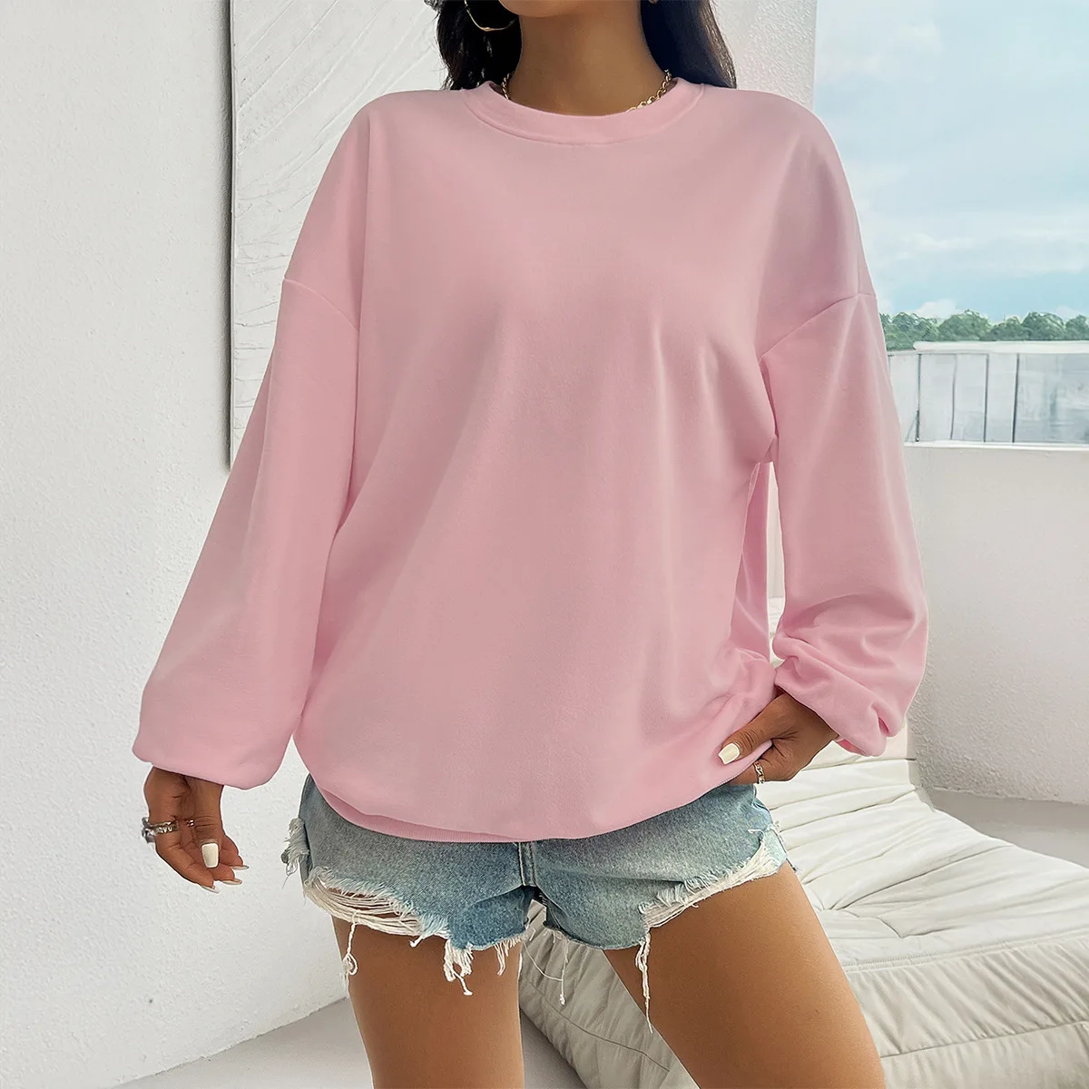 Knitted Sweater Women's Casual Loose Fitting Long Sleeved Top Sweatshirt