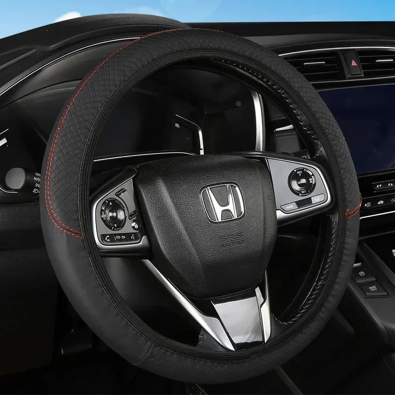 غطاء عجلة قيادة السيارة قابل للتنفس ومضاد للانزلاق من جلد البولي يوريثان أغطية توجيه مناسبة لتزيين السيارات 37-38.5 سنتيمتر