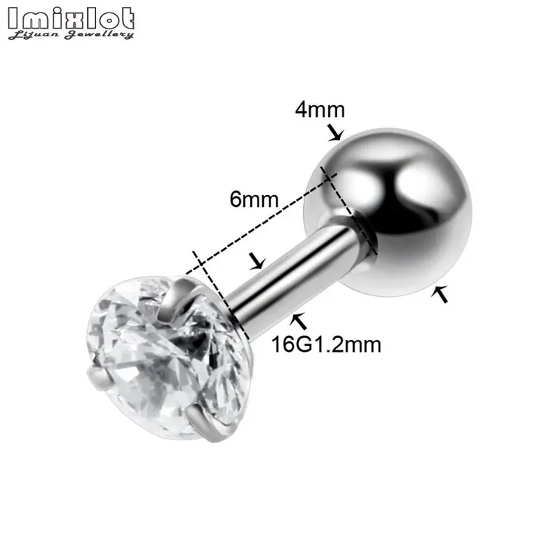 Boucles d'Oreilles Rondes en Clip pour Femme et Fille, en Acier Inoxydable, 4 Broches, Tragus, Cartilage, Piercing, Bijoux, Punk, 2 Pièces