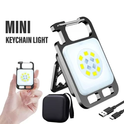 MINI COB Keychain Flashlight 4 Lighting Modes Built-in Battery USB Rechargeable Outdoor Camping Lights Emergency Lantern