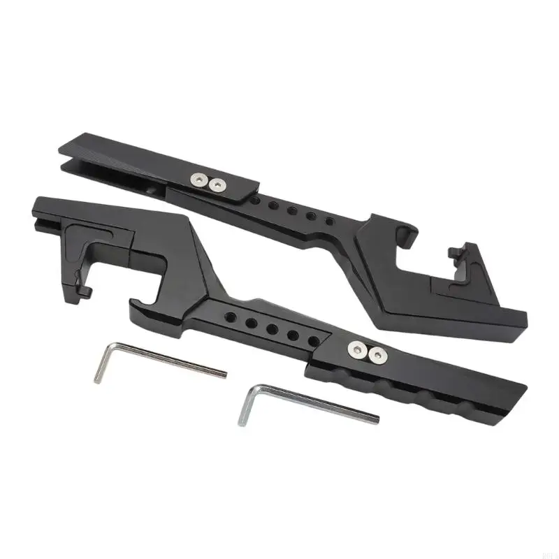 Rear Passenger Foot Peg Extensions for Motorcycles, Bolt-On Adjustable Aluminum Pair with Longer Foothold Detail and Measured