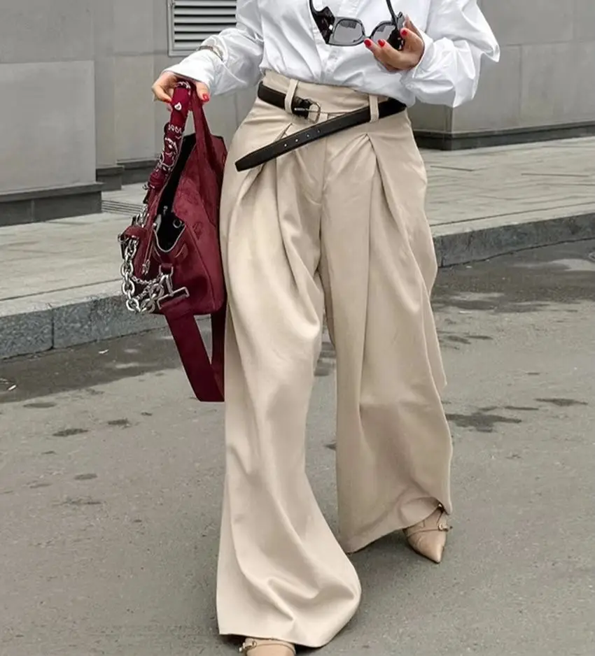 

WXOY Womens Palazzo Long Pants High Waist Wide Leg Trendy Stretchy Loose Fit Business Casual Trousers with Pocket