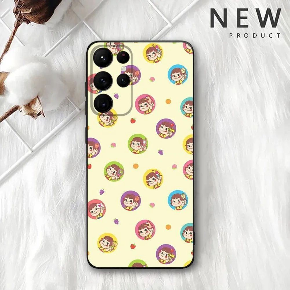 Fujiya Milky Peko-Chan  Phone Case For Samsung Galaxy A20,A21s,A22,A31,A32,A52,A53,A72,73,A80,A91 Soft Black Cover