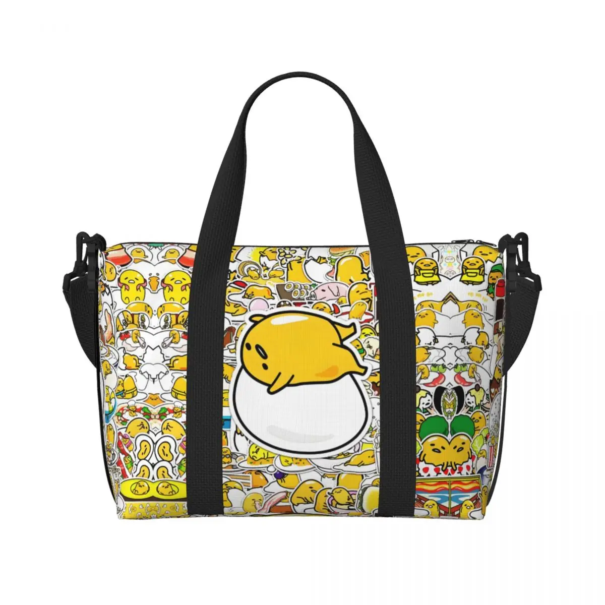 

Custom Anime Gudetama Cartoon Grocery Tote Shopping Bag Women Large Capacity Beach Gym Travel Bags