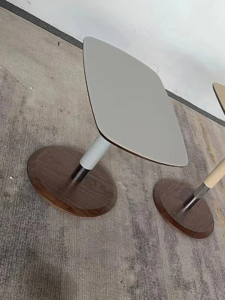 يمكن رفع سرج الجلد الإيطالي الفاخر الخفيف وأريكة طاولة القهوة وطاولة مستديرة صغيرة #4