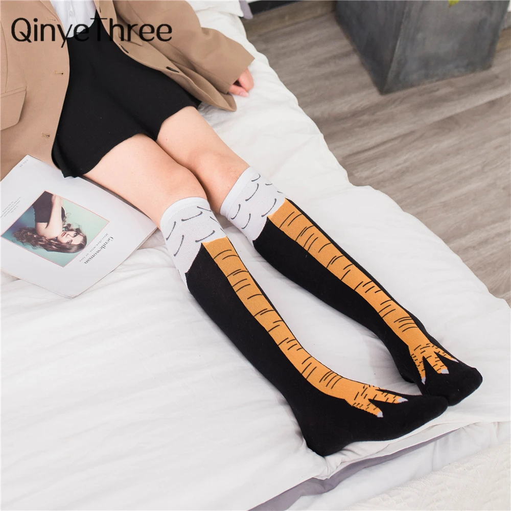 Warm Winter Autumn Women Chicken Paws Leg Claw Knitted Funny 3D Cartoon Thigh High Cute Thin Toe Feet Socks Cosplay Xmas Gift