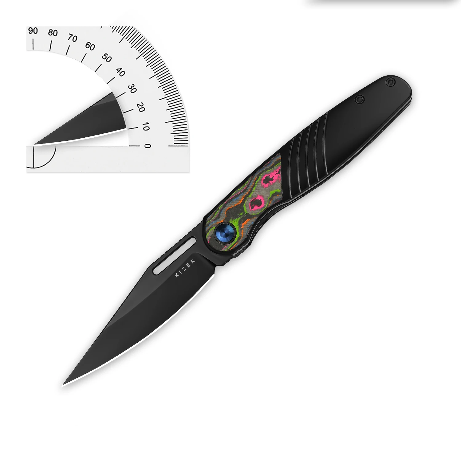 سكين Kizer قابل للطي Raze Ki3720A1/Ki3720A2/Ki3720A3 2025 وصل حديثًا مقبض تيتانيوم مع سكاكين بقاء شفرة فولاذية S45VN