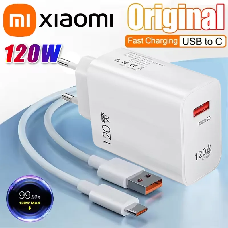 Xiaomi 120 واط شاحن فائق السرعة QC 5.0 الاتحاد الأوروبي التوصيل الاتحاد الأوروبي/الولايات المتحدة/المملكة المتحدة 6A نوع C كابل آيفون برو ماكس سامسونج محول الشحن السريع جديد