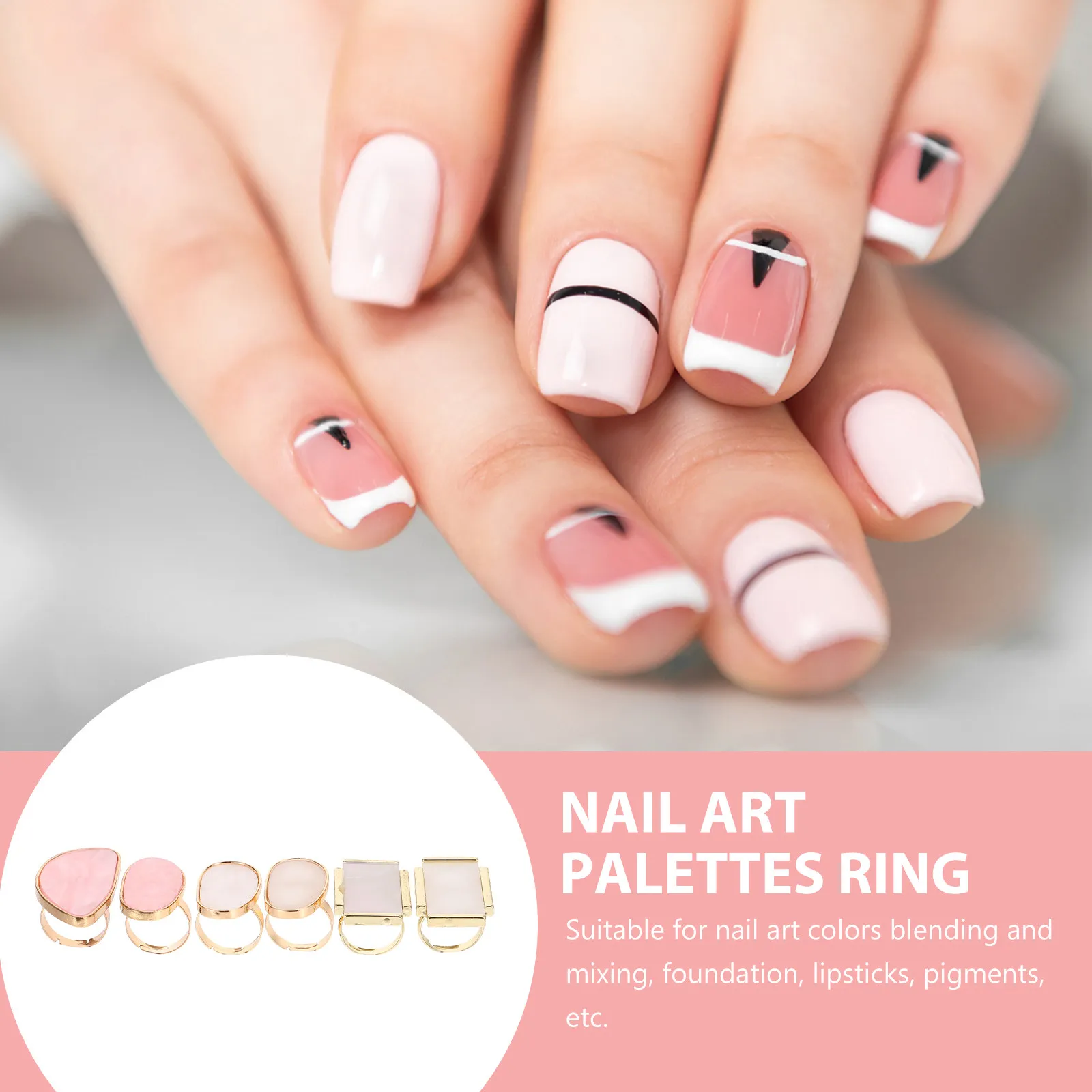 

Набор из 6 палитр-колец для смешивания цветов ногтей, из смолы, с гладкими краями, инструмент для маникюра, для смешивания пигментов, помады, основы под макияж, для DIY-проектов