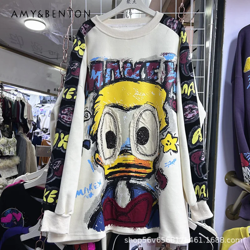 

Unique Design Patchwork Letter Cartoon Loose Long Sleeves Sweatshirt Coat Women's Autumn New Fashionable Y2k Top Hoodies Jacket