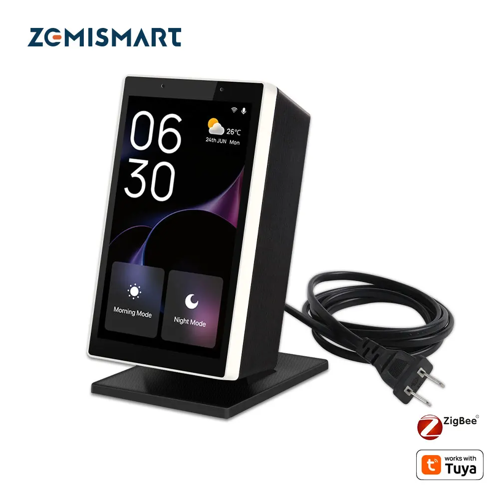 

Zemismart 5 inch Smart Central Control Panel Touch Screen Come with Stand Built-in Alexa Voice Zigbee BLE Gateway Work with Tuya