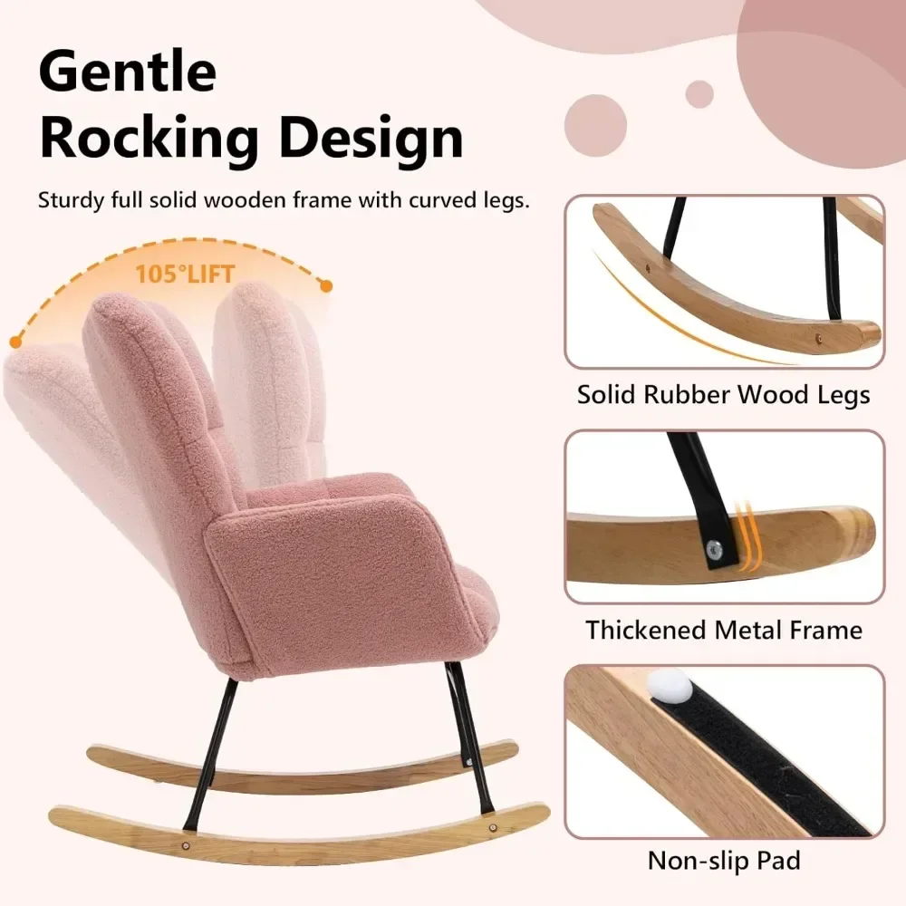 

Детское кресло-качалка с мягкой обивкой Тедди, планер-качалка с акцентом, мягкое сиденье с высокой спинкой, кресло, удобная сторона C