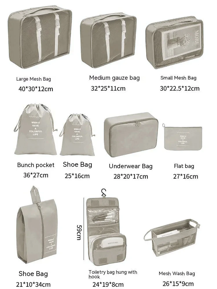 7/10 Teile/satz Reise Veranstalter Lagerung Taschen Koffer Verpackung Würfel Fällen Tragbare Kleiderschrank Gepäck Kleidung Schuh Beutel Falten – Detail 3