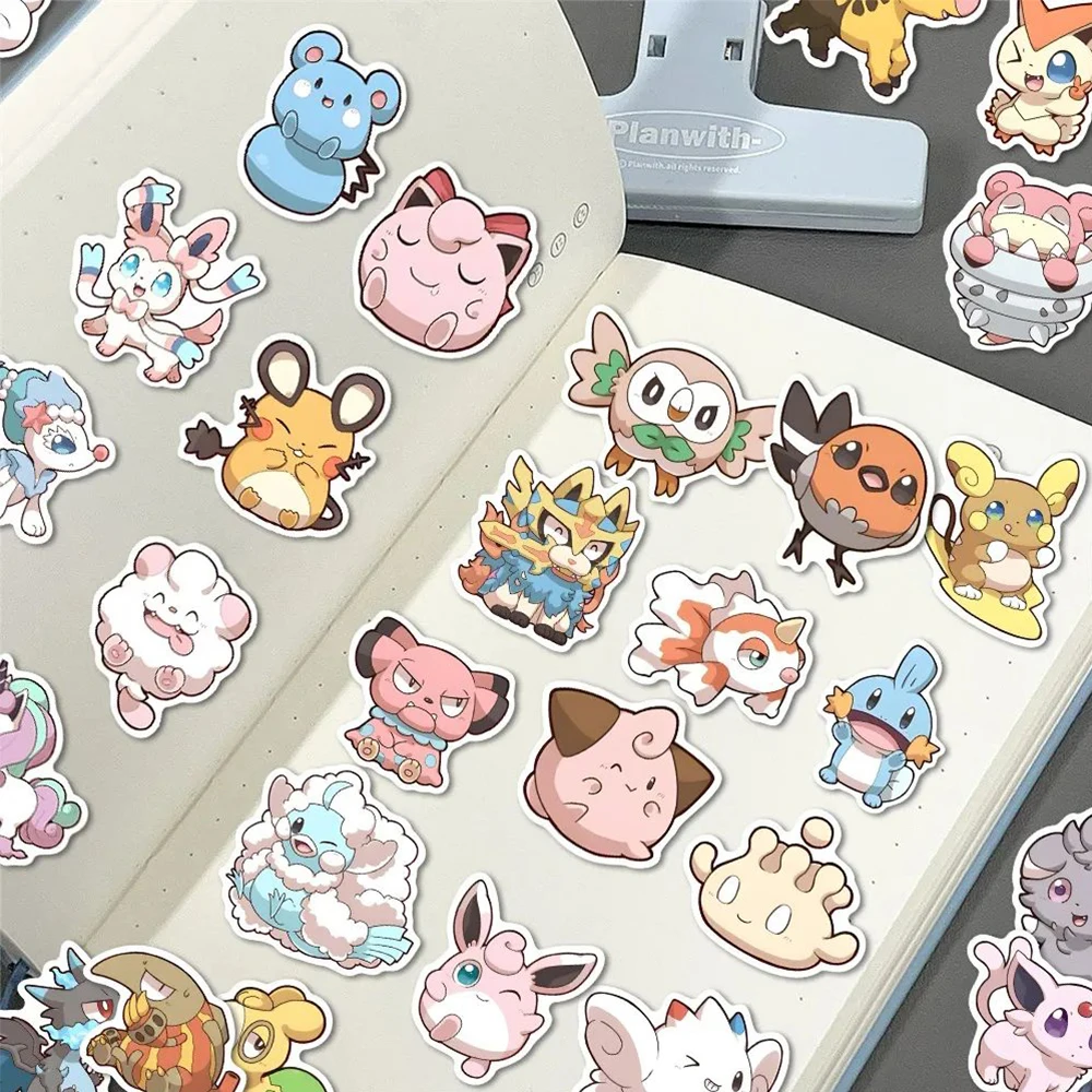 10/30/50/93pcs Kawaii Pokemon Anime Stickers Cartoon Pikachu Decals Laptop Notebook Phone Diary Cute Decoration Sticker Kids Toy