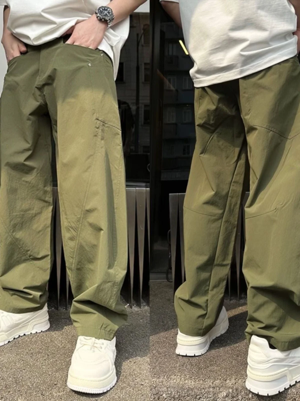 

Spring Autumn Qui Dry Large ket Workwear Men's Casual Loose Splicing Sports Leisure Straight Leg Pants Faionable All M...