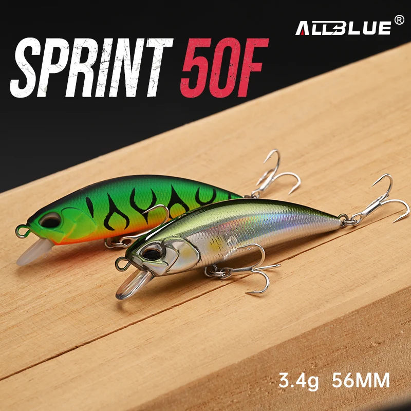Воблер ALLBLUE SPRINT 50F плавающий, 56 мм, 3.4 г, глубина погружения 0.3-0.6 м, жесткая рыболовная приманка, джеркбейт для баса и щуки, искусственная приманка, снасти Воблер ALLBLUE SPRINT 50F плавающий, 56 мм, 3.4 г, глубина погружения 0.3-0.6 м, жесткая рыболовная приманка, джеркбейт для баса и щуки, искусственная приманка, снасти