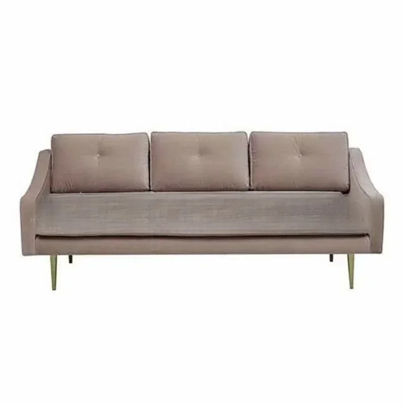 Nordic flannel buckle sofa furniture stainless steel leisure three-person sofa reception sofa
