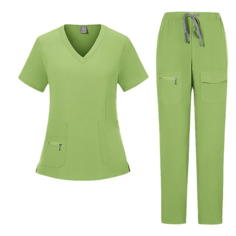 Terno esfoliante veterinário de manga curta, uniforme de clínica dentária, sala de operação, roupa de enfermeira