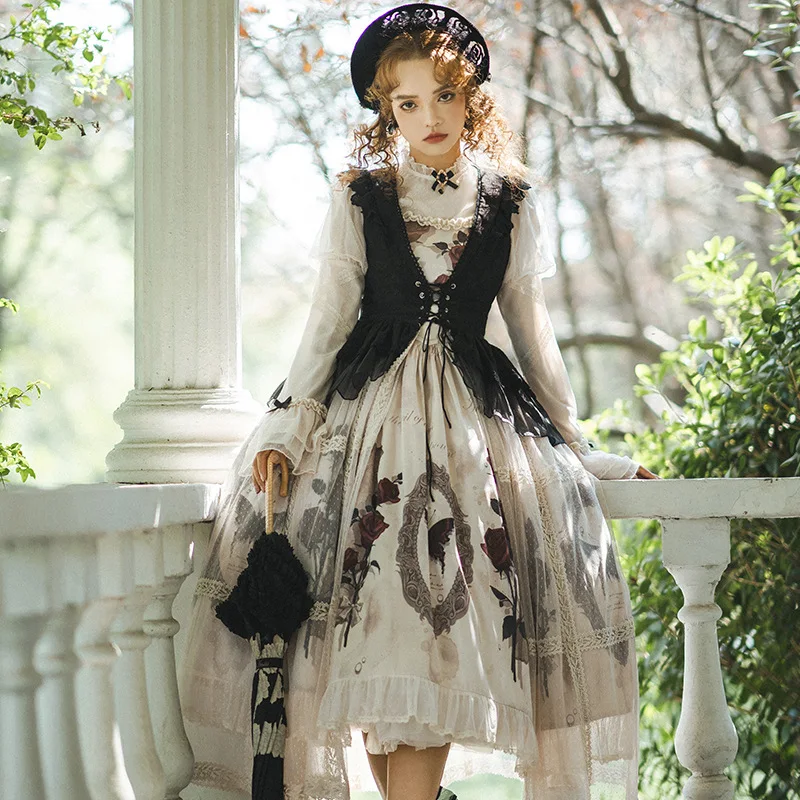 Original authentic Lolita daily Lovely LOLita elegant court sweet dress Princess long sleeve dress set