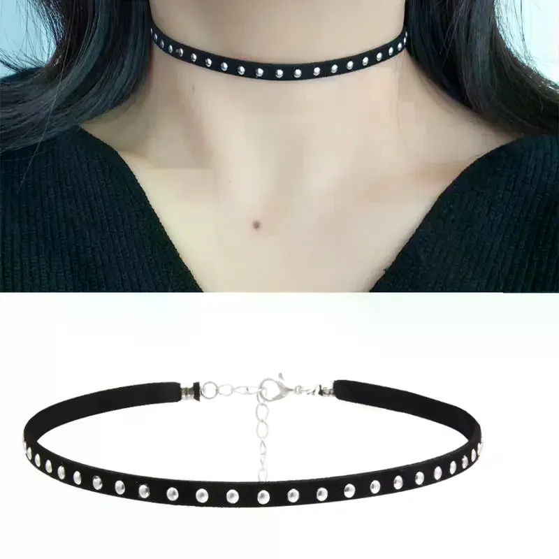 Accessori per collane con colletto a catena clavicola girocollo nero con rivetti dolci punk per regalo da donna