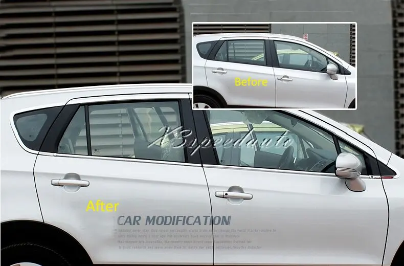 

For Suzuki SCROSS 2014-2016 Car Stickers Full Window Frame Trim Cover Stainless Steel 16PCS