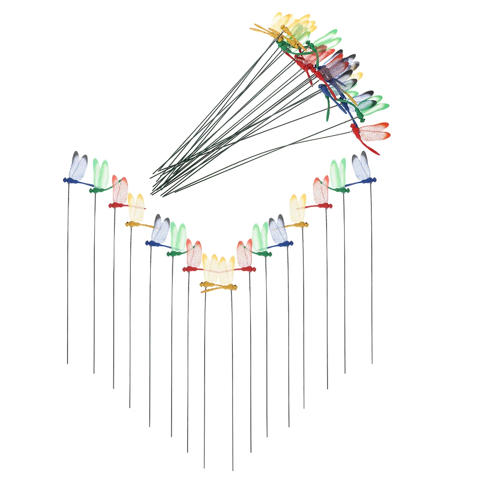 

40Pcs Realistic Simulated Dragonfly Garden Stakes Lifelike Outdoor Indoor Decor Yard Art Planter Flower Pot Decoration