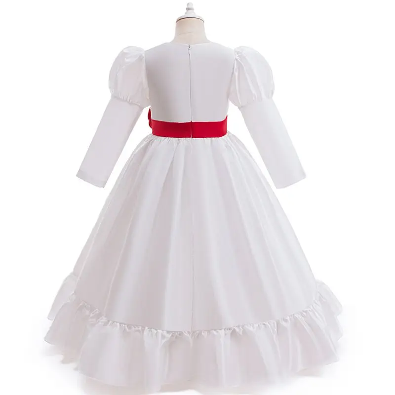 Anna Cosplay White Long Sve Dr for Big Girls loween Costume Bell Detail Children's Wear Summer 2025 Ladies Faion