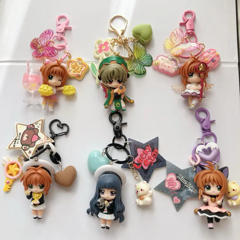 Брелок-фигурка Сакура и Сяоран (чиби) из аниме Cardcaptor Sakura, милая подвеска-кукла для сумки, автомобильного ключа, подарок для девочек и фанатов аниме