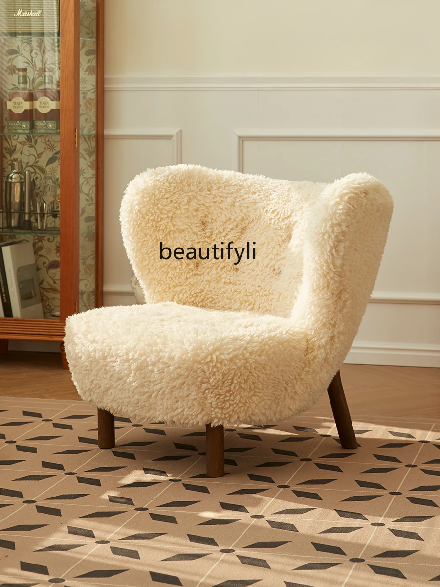 Little Petra Couch Nordic Modern Light Luxury Lamb Wool Leisure Chair Retro Living Room Single