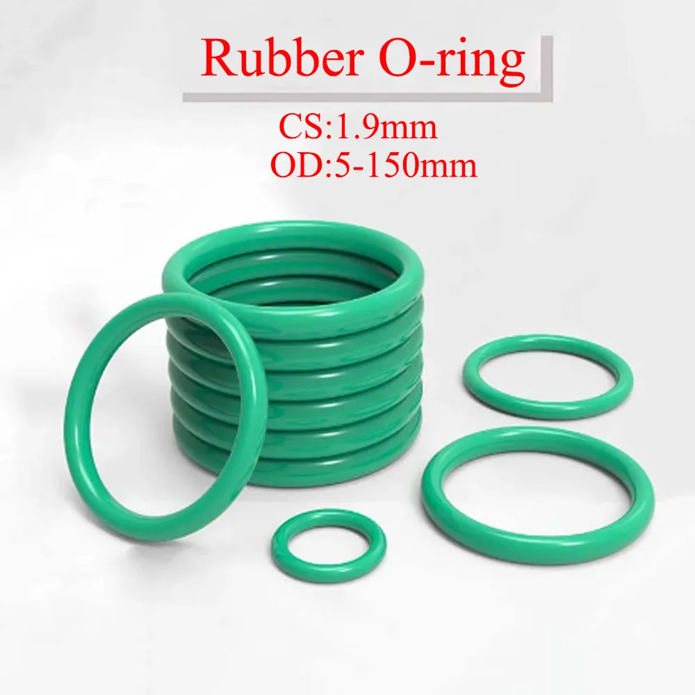 

5Pcs Rubber O-Ring CS 1.9mm OD 5-150mm Sealing Gasket Insulation Oil High Temperature Resistance Fluorine Rubber O Ring Green