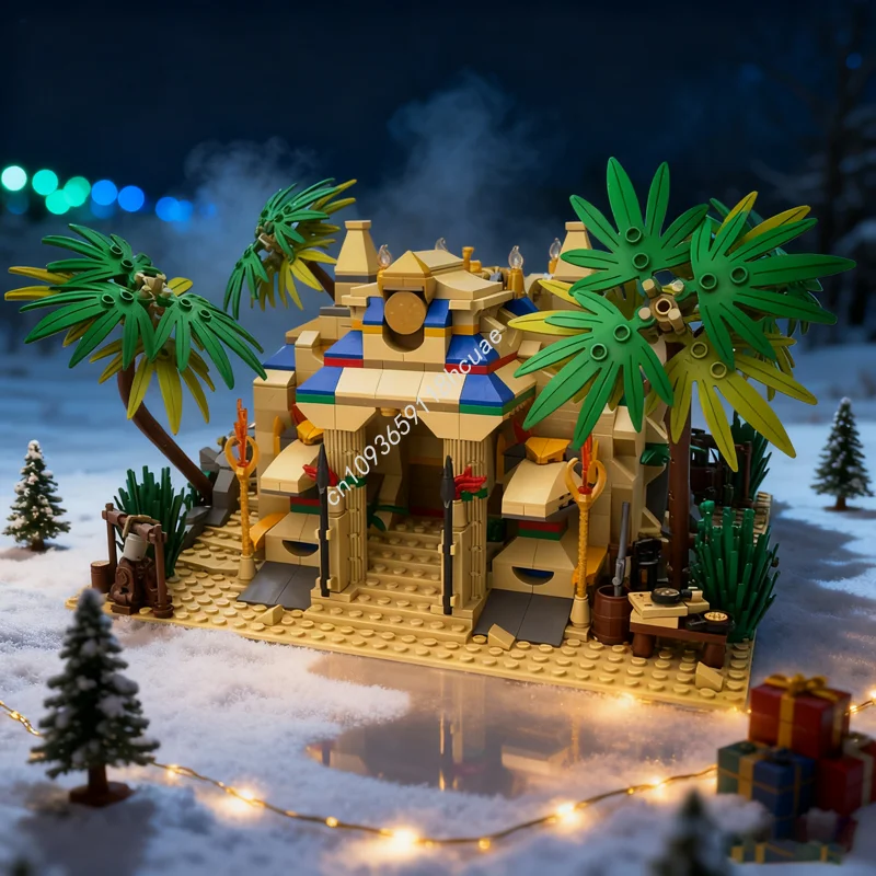 

1534 шт. MOC храм, сокровища, модель авантюристов, здание, рождественские подарки, блоки, архитектура, креативная идея, игрушка, образование для детей