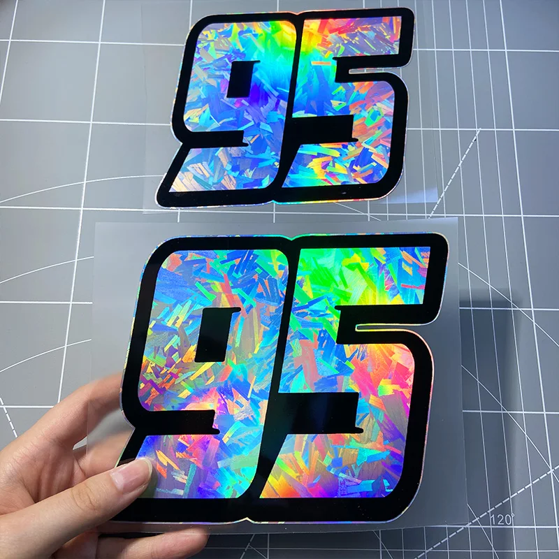 

1PC Number95 Holographic Carbon Effect Motorcycle Stickers Reflective Motorbike Front Fairing Car Winow Waterproof Vinyl Decals
