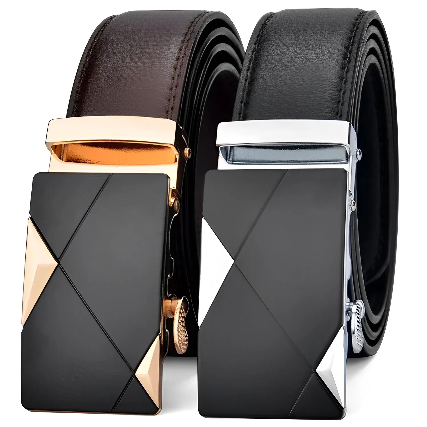 Men PLUS Size 130 140 150 160 170cm Belts Real Genuine Leather Fashion Automatic Buckle Belts Luxury Designer Brand Waist Straps