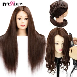 85% Real Human Hair Mannequin Head For Hair Training Styling Professional Hairdressing Cosmetology Dolls Head For Hairstyles