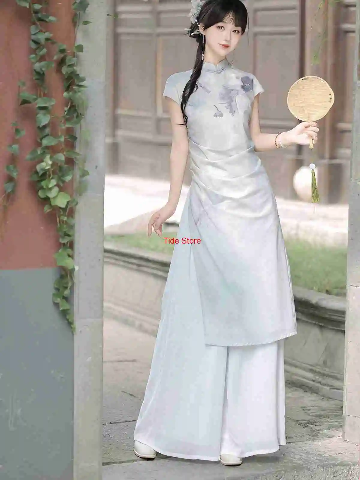 

Yanyulou Improved Hanfu Women's New Chinese Style Dress Daily Han Element Pants Cheongsam Summer Party Dress Clothings