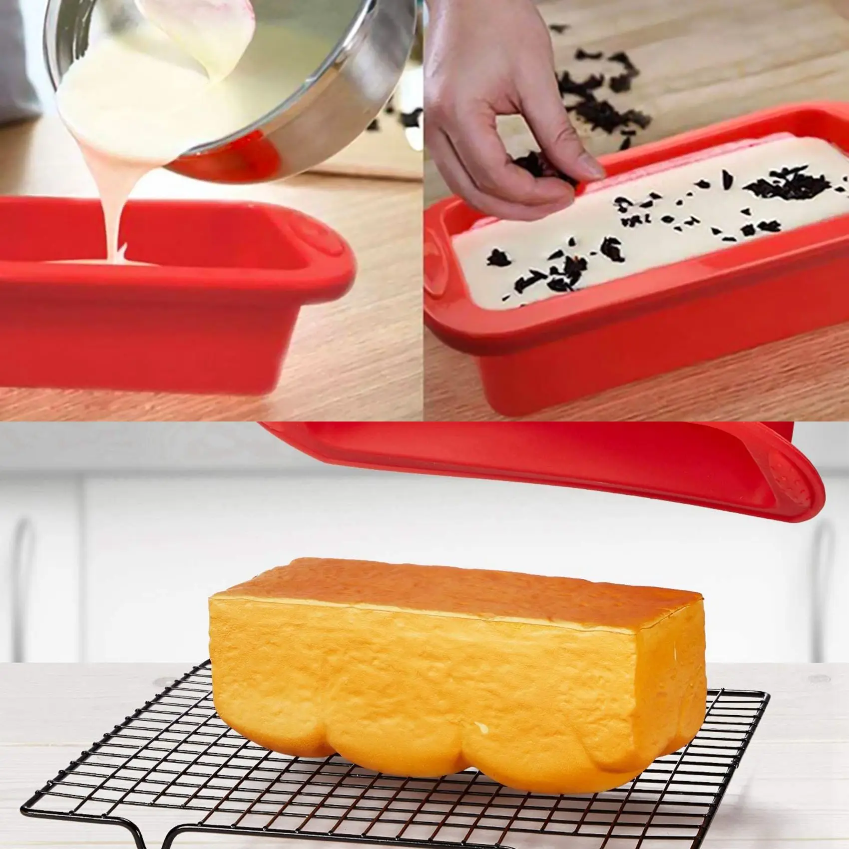 AA05 Silicone Loaf Tins Set Of 2,Bread Tins For Baking,Non Stick Baking Tray,Silicone Bread Tin Set,Bakeware Moulds Pan