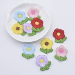 20Pcs 20*28mm Embroidered Knitting Sun Flower for DIY Baby Headwear Clips Decor Accessories Hat Clothes Sewing Patches