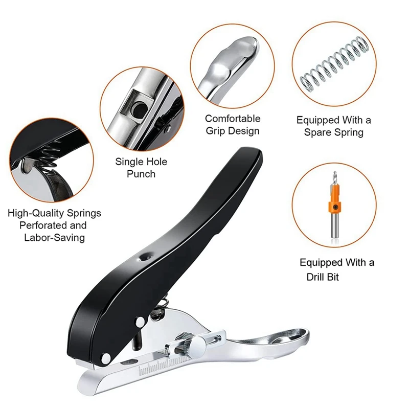 Single Hole Punch 5/16 Inch-8Mm Heavy Duty Hole Puncher Paper Punch Portable Hand Held Long Hole Punch For Paper Cards