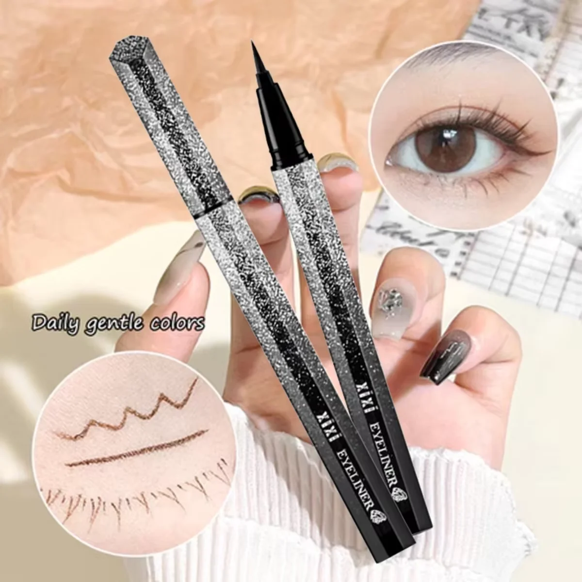Penna per eyeliner liquido ultra sottile da 0,01 mm, penna per sopracciglia extra sottile Matita per sopracciglia liquida professionale impermeabile a prova di sudore Lon