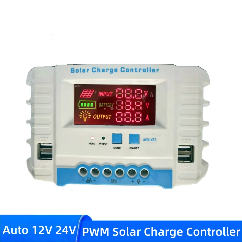 10A 20A 30A 40A Solar Charge Controller Color LCD Display PWM Solar Regulator For 12V 24V Lead Acid/Flooded/Sealed/Gel Battery