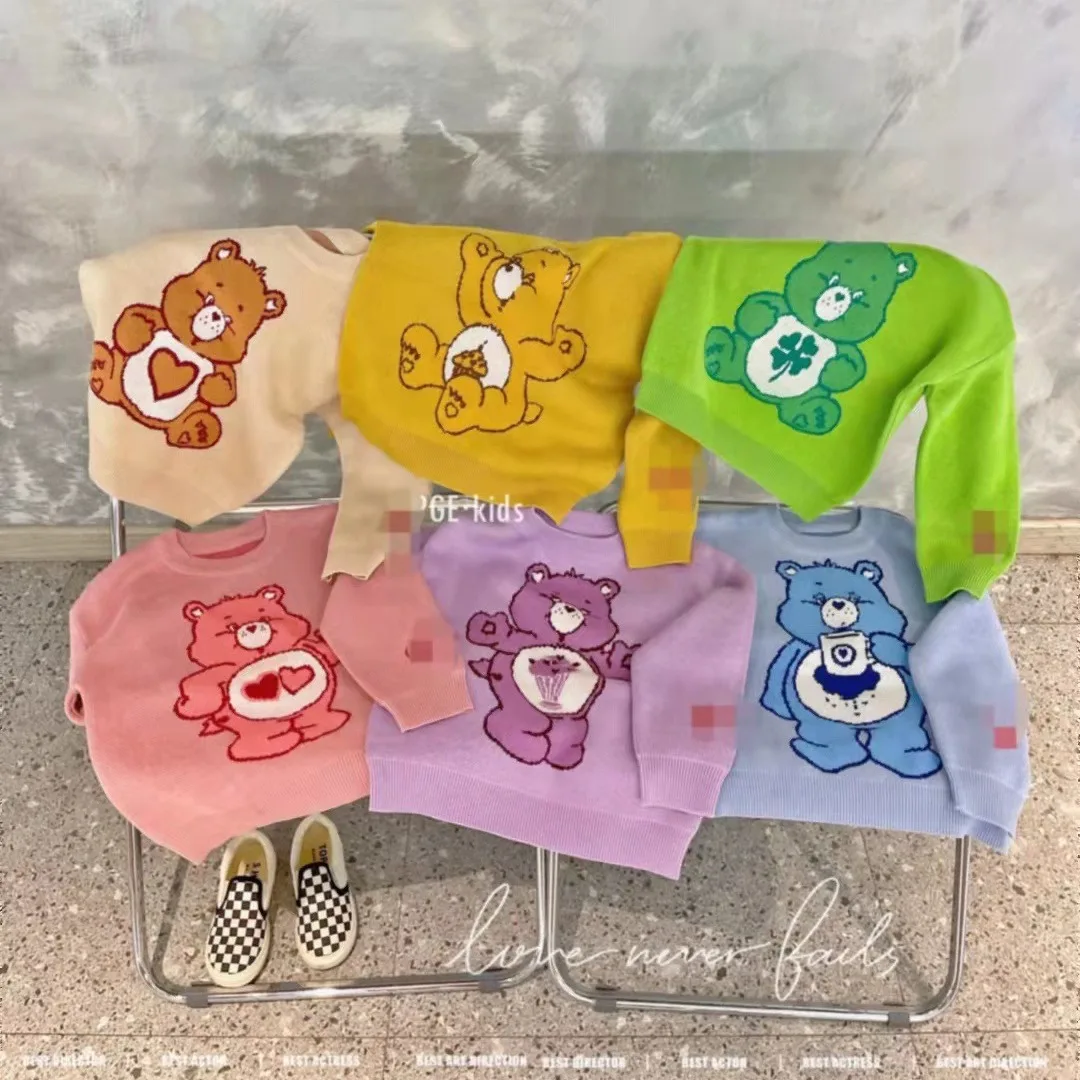 Cartoon Care Bears Sweater for Kids Boys Girls Kawaii Carebears Knitted Pullover Rain Bears Sweatshirts For Child Streetwear Top