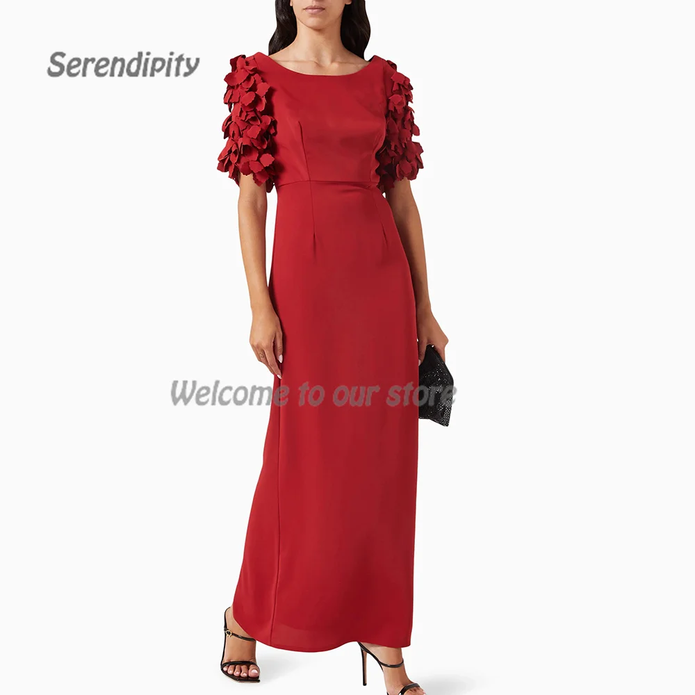 Serendipity Crepe Evening Dress فساتين سهرة Elegant O-Neck Straight Appliques Fashion Christmas Cocktail Prom Gown For Women