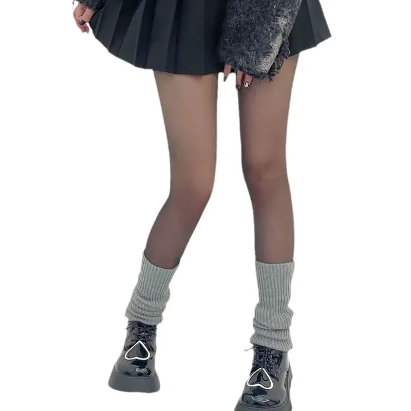 

Новые японские однотонные гетры в стиле Лолита Y2k, женские теплые вязаные гольфы с выдолбленным каблуком, леггинсы, гетры, чехол