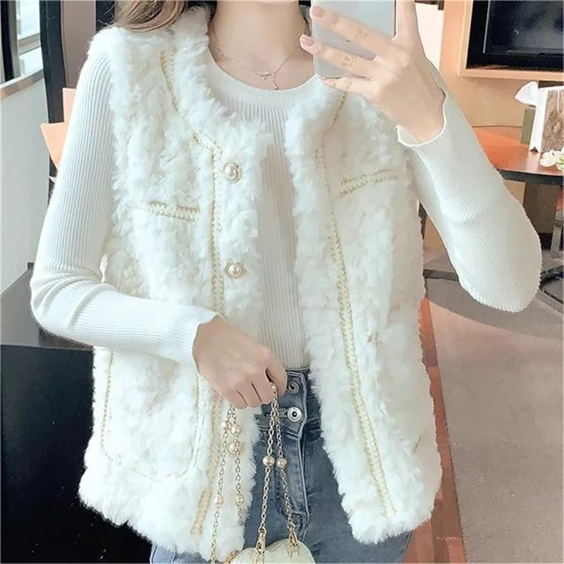 

Vest Jacket Female 2023 Autumn Winter New Lamb Wool Sleeveless Coat Women Korean Warm Padded Short Waistcoat Early Spring Tops