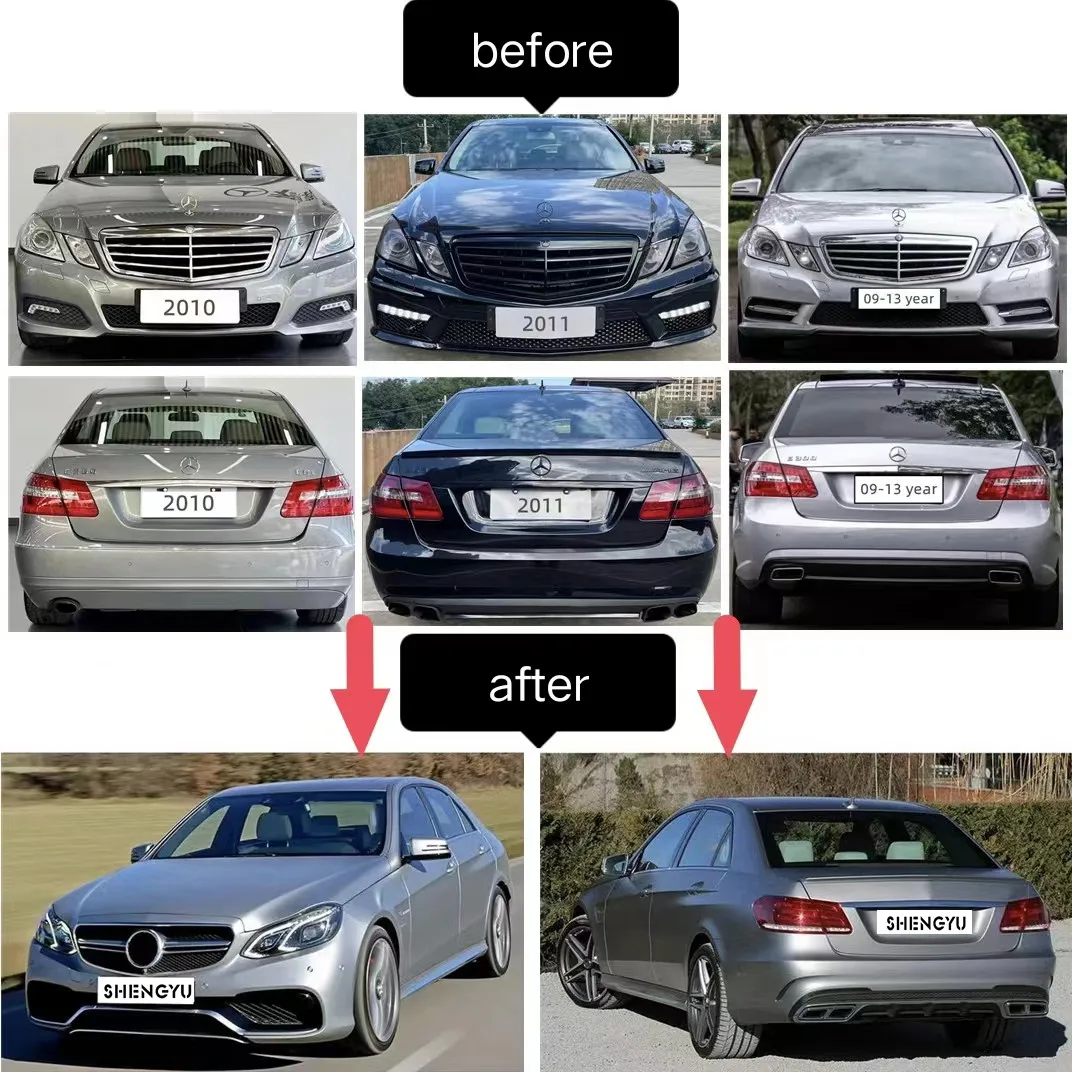 Car Accessories for Benz W212 09-13 Change to E63 AMG Include Grille Side Skirts Hood Fender Bumpers Auto Lamps - Image 5