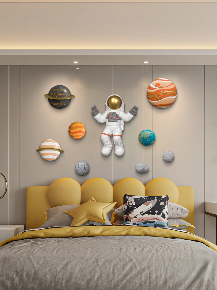 

Creative wall decoration for children's room bedroom background 3d three-dimensional astronaut astronaut themed wall pendant